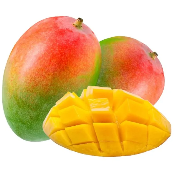 Whole and cubed ripe mangoes